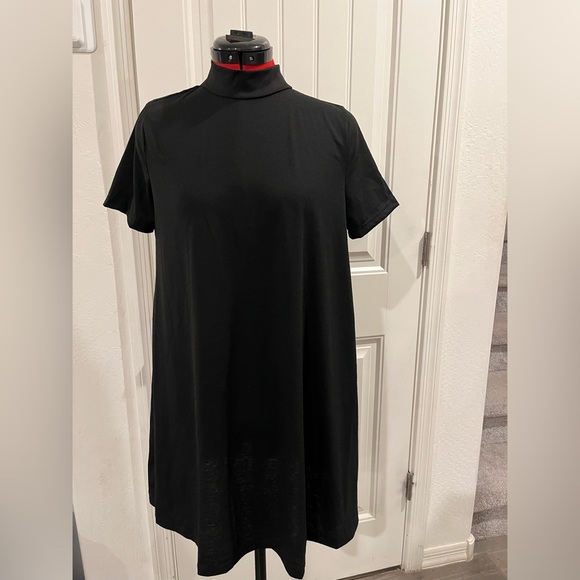 Milumia Women's Casual Mock Neck T Shirt Dress Plain Short Sleeve Loose Swing - Picture 7 of 7